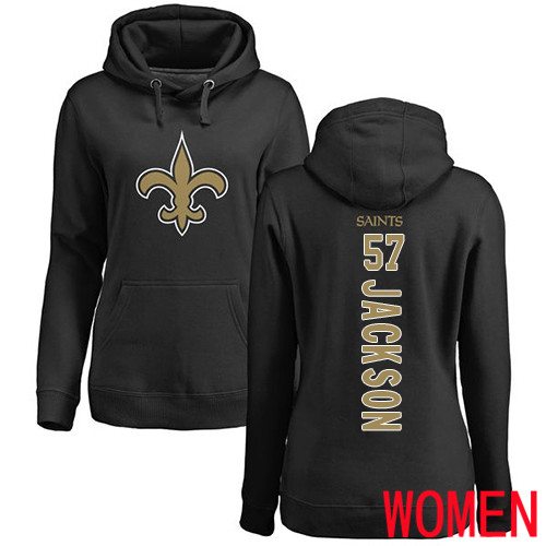 New Orleans Saints Black Women Rickey Jackson Backer NFL Football #57 Pullover Hoodie Sweatshirts